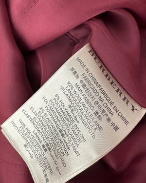 Burberry Brit Burgundy Plaid Mini T-Shirt Dress With Pocket Detail Size UK 14