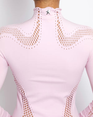 Mugler Light Pink Long Sleeved Mini Dress with Perforated Details Size US 2 (UK 6) RRP £500