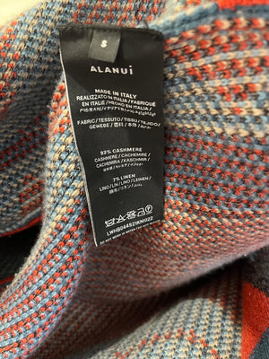 Alanui Red, Blue & Cream Belted Cashmere Jacquard Cardigan Size S (UK 8)