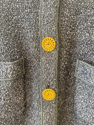 Chanel Vintage Navy Blue Tweed Jacket with Gold Chain Buttons Size FR 36 (UK 8)