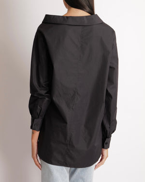 Christian Dior Black Cotton Poplin Asymmetric Shirt with CD Logo Detail Size FR 40 (UK 12) RRP £1,450