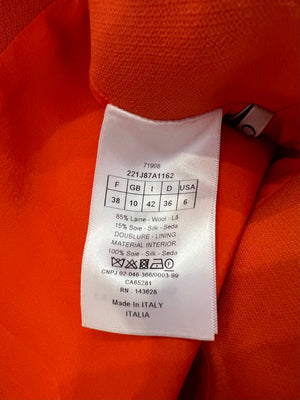 Christian Dior Orange Wool Mini Skirt and Cropped Jacket Set with Pocket Details Size FR 36/38 (UK 8/10)