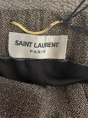 Saint Laurent Gold Metallic Cuffed Trousers with Pocket Detail Size FR 34 (UK 6)