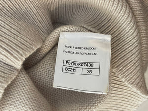 Chanel Beige Cashmere Cardigan with Gold and White Keyhole CC Buttons Size FR 36 (UK 8)