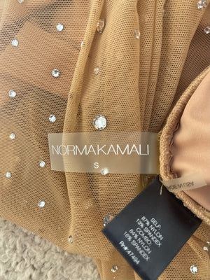 Norma Kamali Beige Top and Skirt Set with Crystal Embellishments Size S (UK 8)