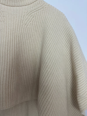 Hermès Cream Knitted Ribbed Jumper with Cape Detail Size FR 34 (UK 6)