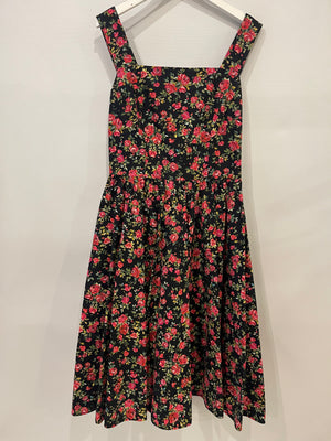 Dolce & Gabbana Black Cotton Rose Printed Midi Sleeveless Dress Size IT 42 (UK 10)