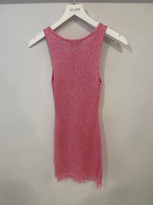 Asta Resort Pink Sequin Embellished Knit Natalia Mini Dress Size XS (UK 6) RRP £242