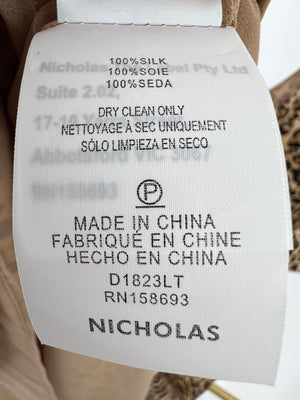 Nicholas Leopard Midi Dress with Belt and V Neck Details Size UK 10