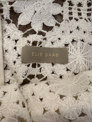 Elie Saab White Crochet Cardigan and Top Set Size FR 36 (UK 8)