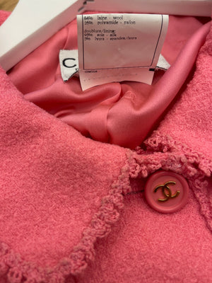 Chanel SS/97 Vintage Candy Pink Tweed Jacket with Collar Detail and Gold CC Buttons FR 40 (UK 12)