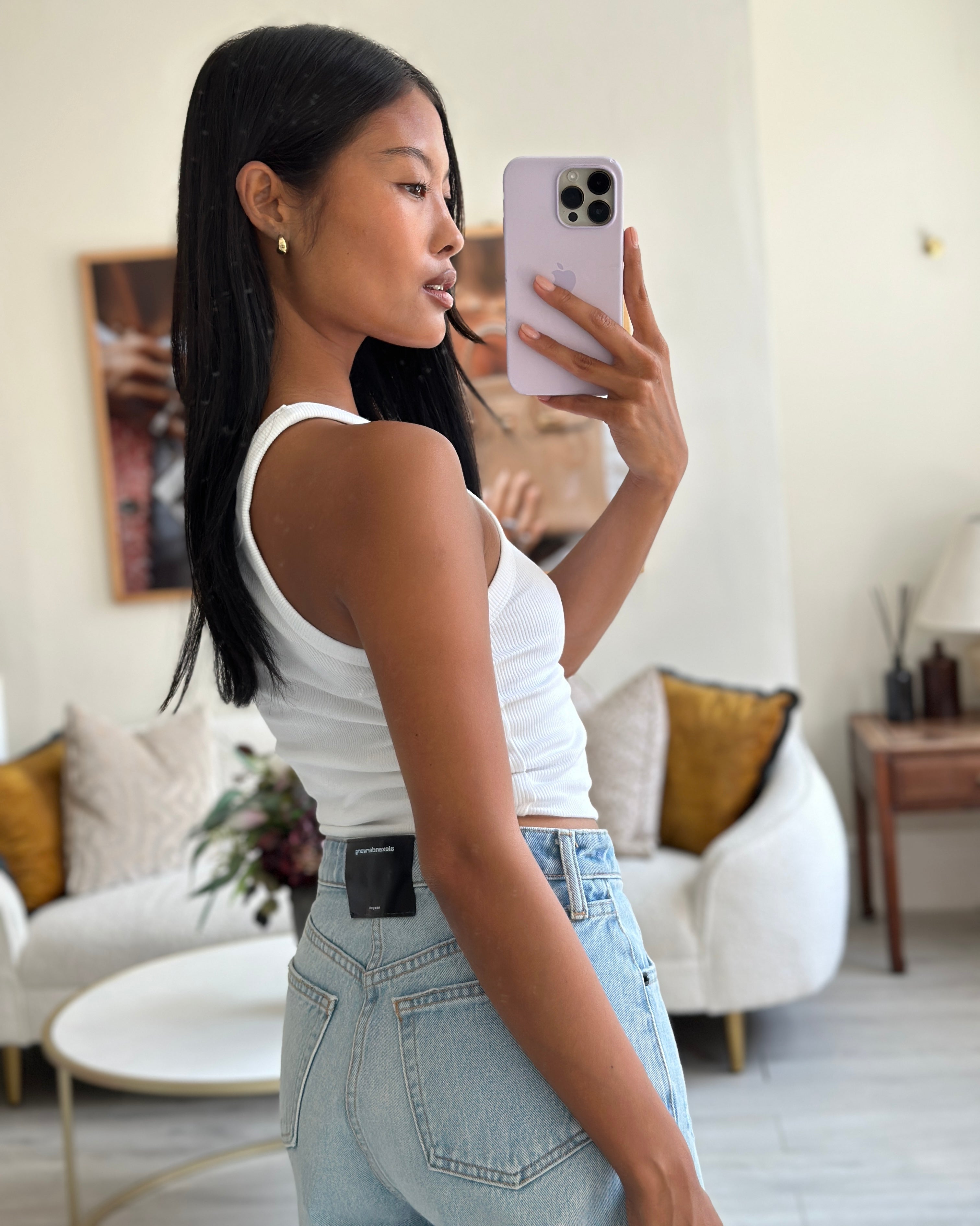 Alexander Wang Light Washed Blue Denim Shorts with Distressed Hem Deta Sellier
