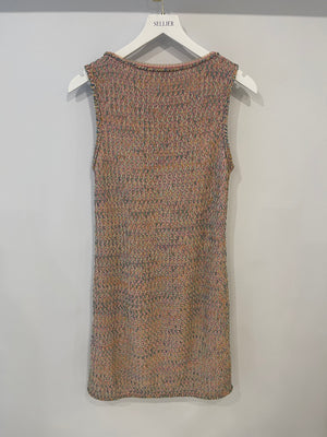 Chanel Pink Multicolour Knitted Mini Dress with CC Logo Detail Size FR 38 (UK 10)