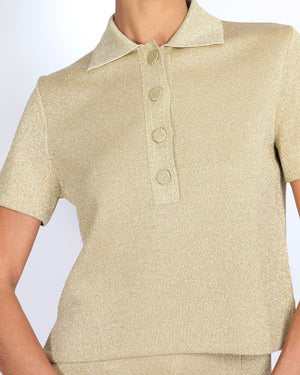 Christian Dior Gold Metallic Short-Sleeve Top and Trousers Set Size FR 36/38 (UK 8/10)