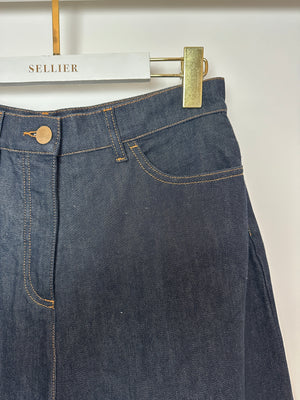 Valentino Dark Blue Denim Culottes with V Logo Detail Size 28 (UK 10)