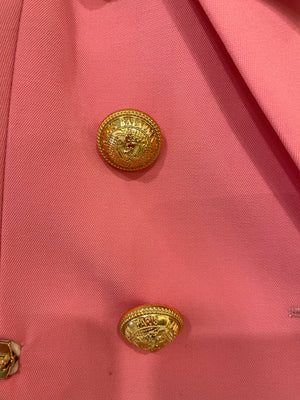 Balmain Pink Blazer Jacket with Gold Buttons and Zip Details Size FR 36 (UK 8) RRP £2050