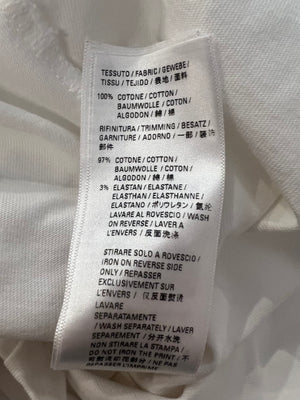 Balenciaga White T-Shirt with Navy Logo and Crest Print Size S (UK 8)