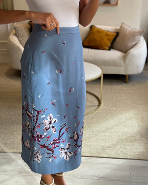 Erdem AW/18 Blue Floral Skirt Size FR 38 (UK 12)
