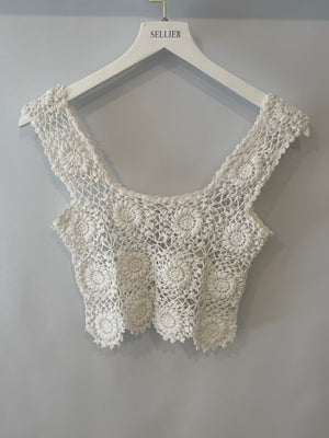 Alix Pinho White Crochet Top and Maxi Skirt Set Size UK 8