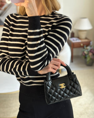 *HOT* Chanel Black Small Mini Kelly Shopping Bag in Aged Calfskin Leather with Brushed Antique Gold Hardware