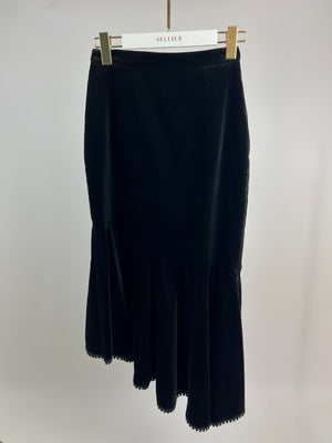 Andrew GN Black Velvet Asymmetric Panelled Skirt FR 34 (UK 6)