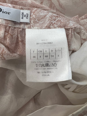 Christian Dior White and Pink Toile de Jouy Midi Skirt Size FR 36 (UK 8) RRP £1,900