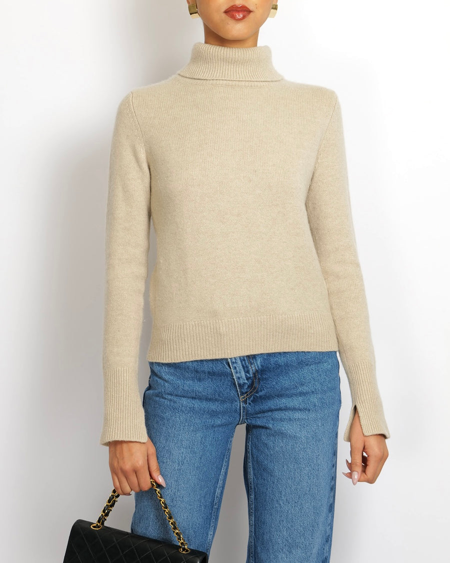 Joseph Beige Cashmere High Neck Jumper Size S (UK 8)