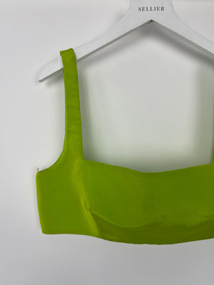 Valentino Lime Green Cropped Satin Sleeveless Top IT 42 (UK 10)
