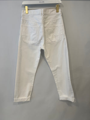 Christian Dior White Straight Jeans with Logo Details Size FR 34 (UK 6) RRP £1,150