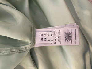 Victoria Beckham Pastel Green Silky Sleeveless Maxi Dress Size UK 12