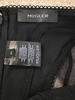 Mugler Black Corset Mini Dress with Hooks and Cut-out Tulle Details Size FR 40 (UK 12) RRP £1,680