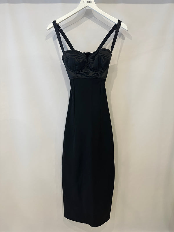 Dolce & Gabbana Black Open-back Satin Bustier Midi Dress Size IT 38 (UK 6)