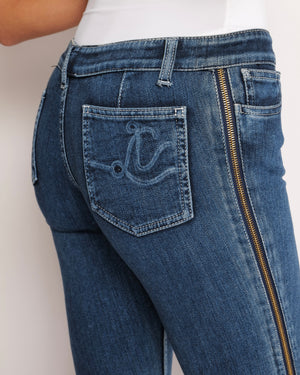 Louis Vuitton Skinny Jeans with Gold Zip Details and Logo Embroidery Size FR 34 (UK 6)