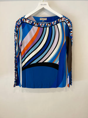 Emilio Pucci Electric Blue with Multicolour Stripes Top Size IT 38 (UK 6)
