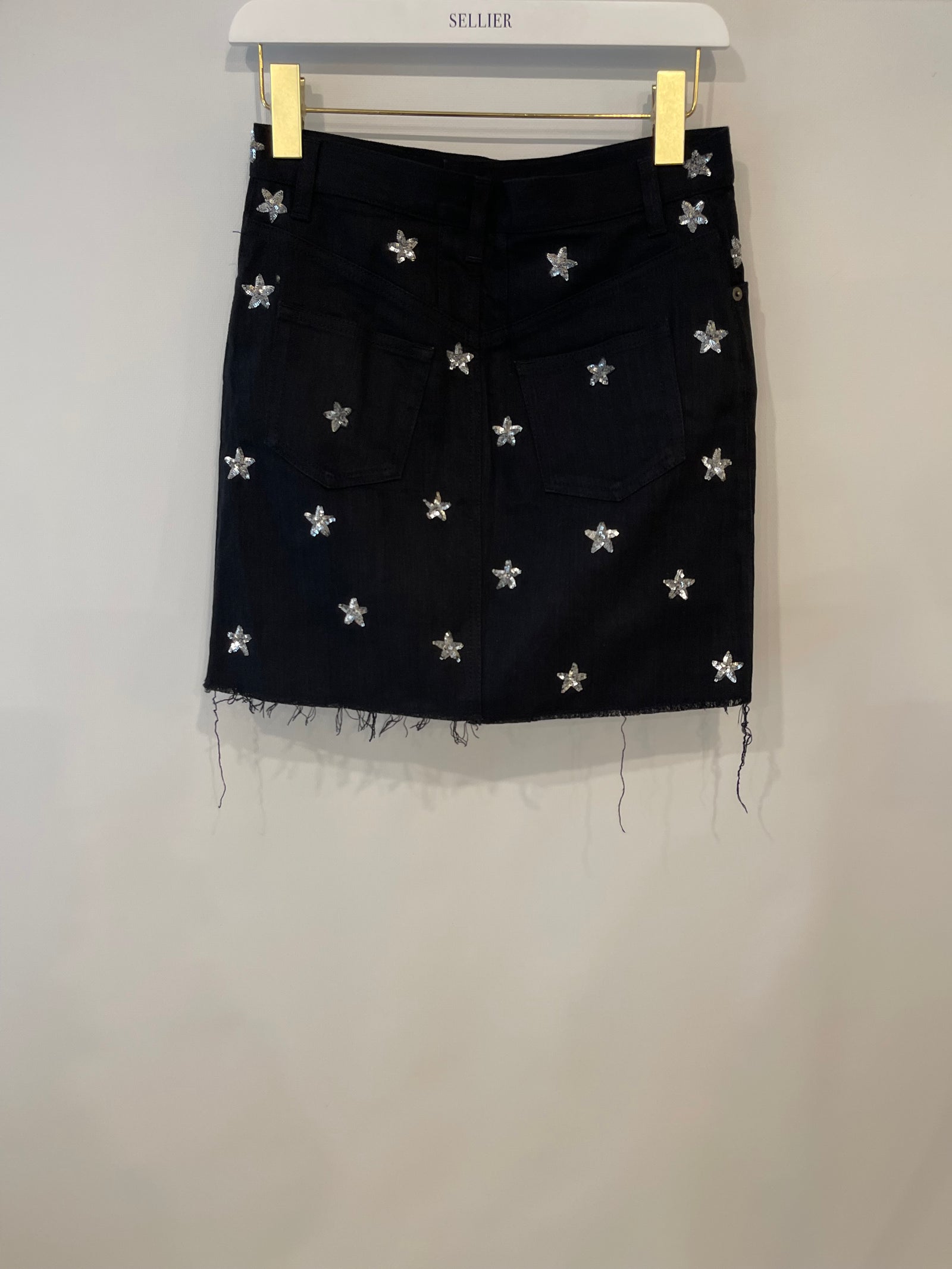 Black denim skirt with stars 2025