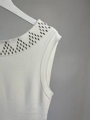 Alaïa White Sleevless Midi Dress with Metal Detail Size IT 40 (UK 8)
