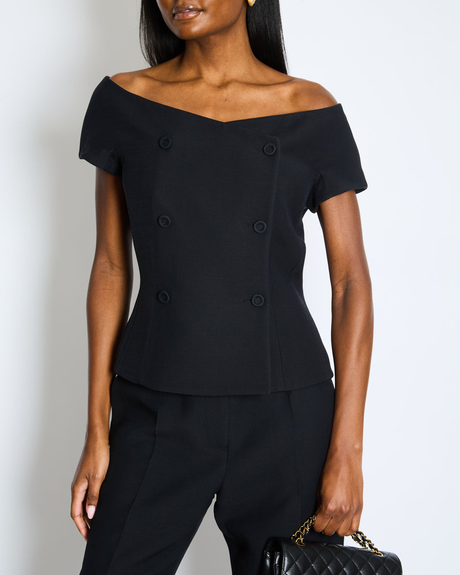 Christian Dior Off Shoulder Barr Jacket with Wide Leg Trouser Set Size UK 14 RRP Jacket £3200 Trouser RRP £1700