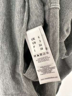 Victoria Beckham Grey Cotton Mini Jersey Dress with Sweetheart Neckline Size FR 34 (UK 6)