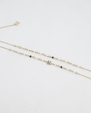 Chanel Champagne Gold CC Pearl Necklace with Bambi Pendant