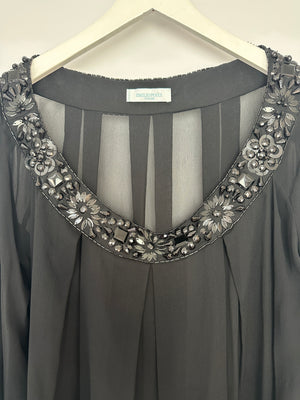 Emilio Pucci Black Sheer Mini Beach Dress with Crystal Neckline Size UK 10