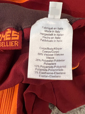 *CURRENT COLLECTION* Hermès Rouge Sellier and Orange Top and Leggings Yoga Set Size S (UK 8) RRP £1,120