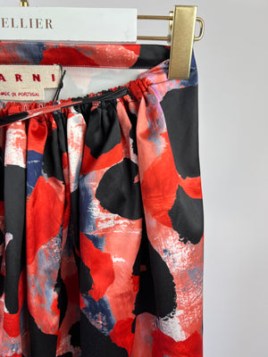 Marni Black, Red and Grey Long Skirt with Painted Motif Size IT 40 (UK 8)