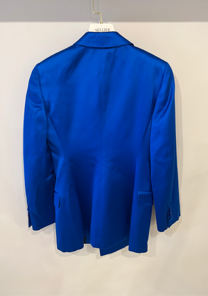 Gucci Electric Blue Silk Double Breasted Blazer Jacket Size IT 38 (UK 6)