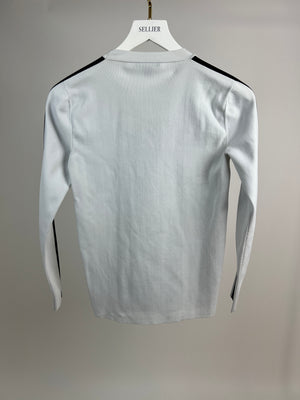 Louis Vuitton Menswear White Long-Sleeve Top Black Stripe Detail Size M (UK 38)