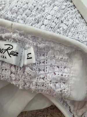 Charo Ruiz White Mini Dress with Lace Details Size M (UK 10)