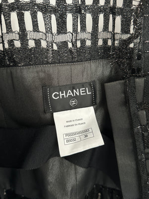Chanel Black Iridescent Lace Dress With Concealed Zip Closure At Front Size FR 38 (UK 10)