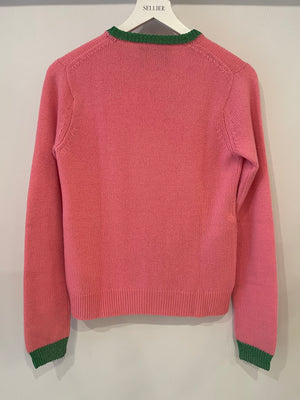 Gucci Pink L'Aveugle Par Amour Tiger Wool Knit Long Sleeve Jumper Size M (UK 10)