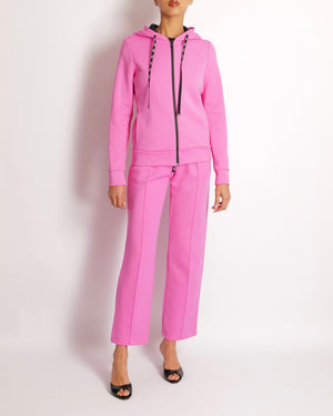 Fendi Pink Jacket and Sweatpants Sports Set with Embroidered Logo Detail Size IT 38/40 (UK 6/8)