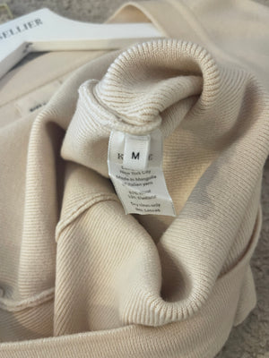 Khaite Cream Wool Long Sleeved Ribbed Bodysuit with Square Neckline Size M (UK 10)