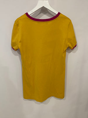 Dolce & Gabbana Yellow Mustard and Pink Printed T-Shirt Size IT 38 (UK 6)